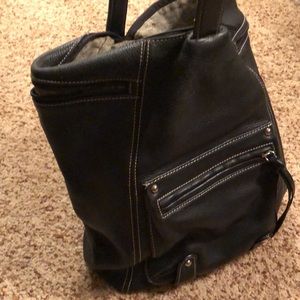 Pebbled black leather gnc backpack bag